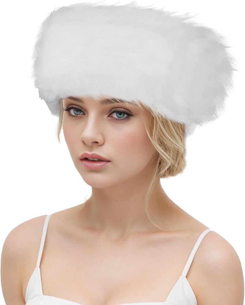 Gvhntk Faux Fur Headband for Women with Elastic Fuzzy Fur Hat Winter Earwarmer Earmuff Furry Headwrap for Cold Weather Ski - Image 1